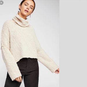 Free People Big Easy Cowl Neck Sweater Cream NWT